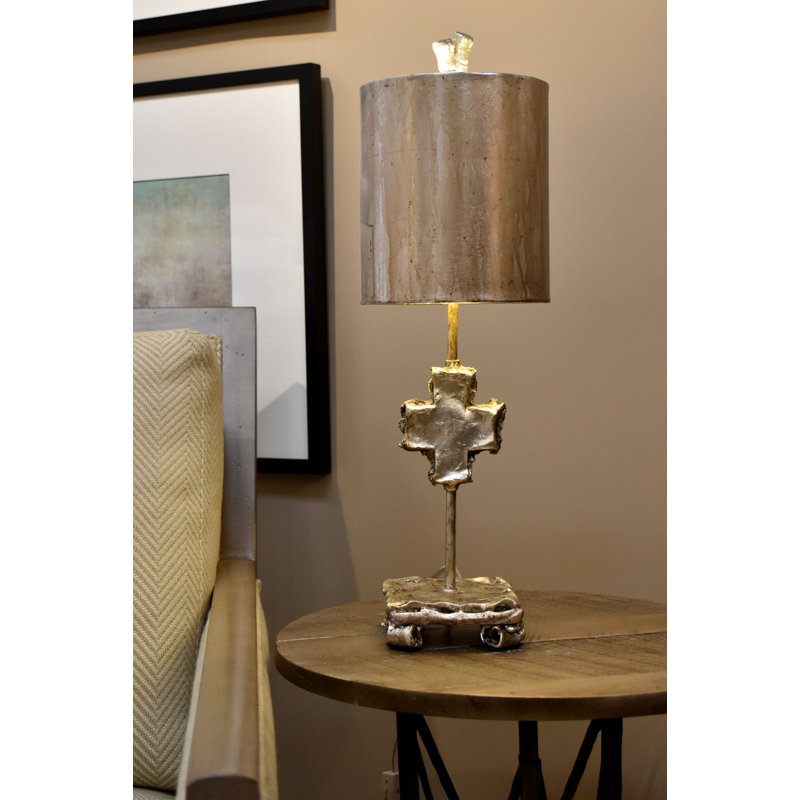 Cross 23" Table Lamp, Silver