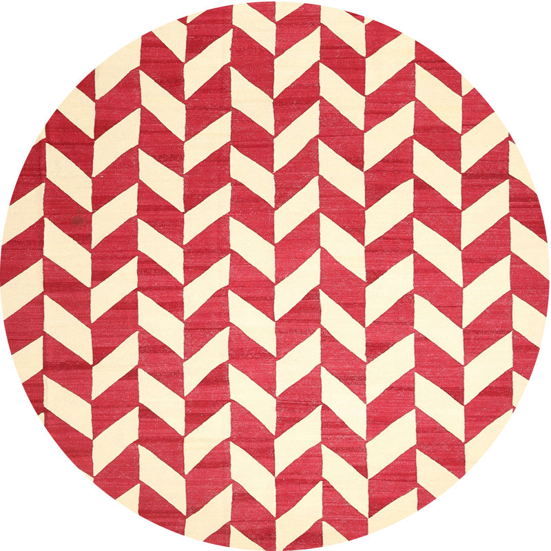 Tapis contemporain rouge, Rond 3 pi