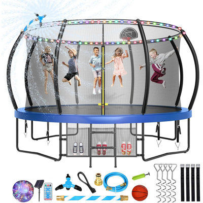 Sapphome Round Backyard Trampoline with Safety Enclosure
