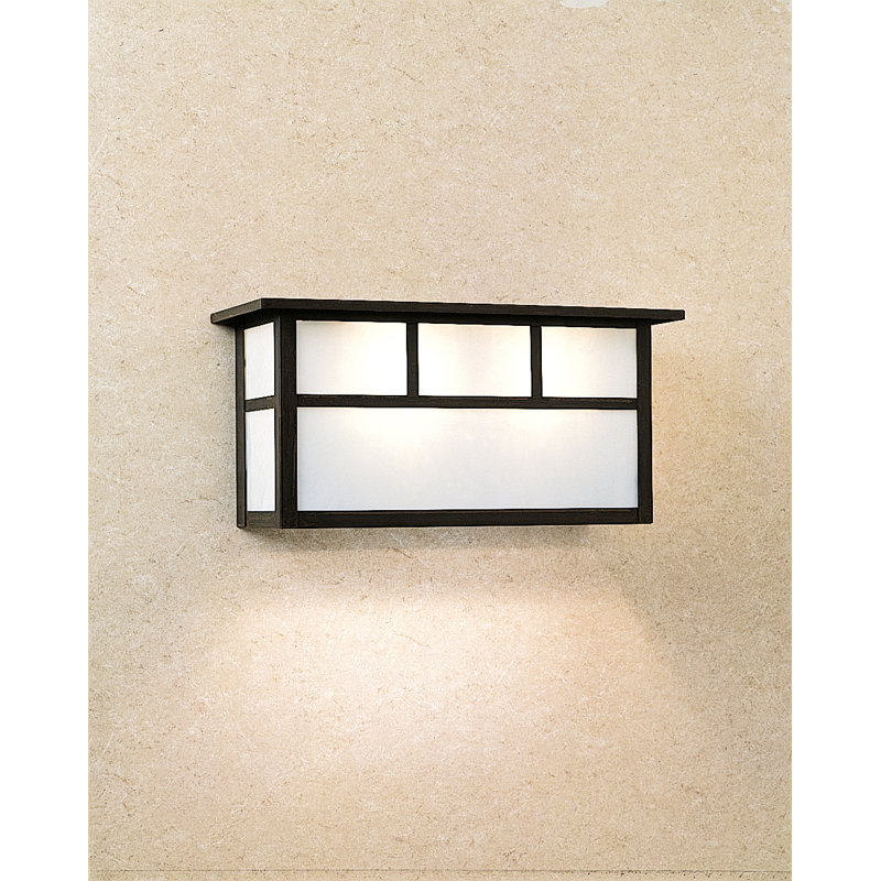 Huntington 2 - Light Outdoor Flush Mount, 6.5" H x 13.5" W x 5.38" D / Double T-bar, Frosted, Antique Copper