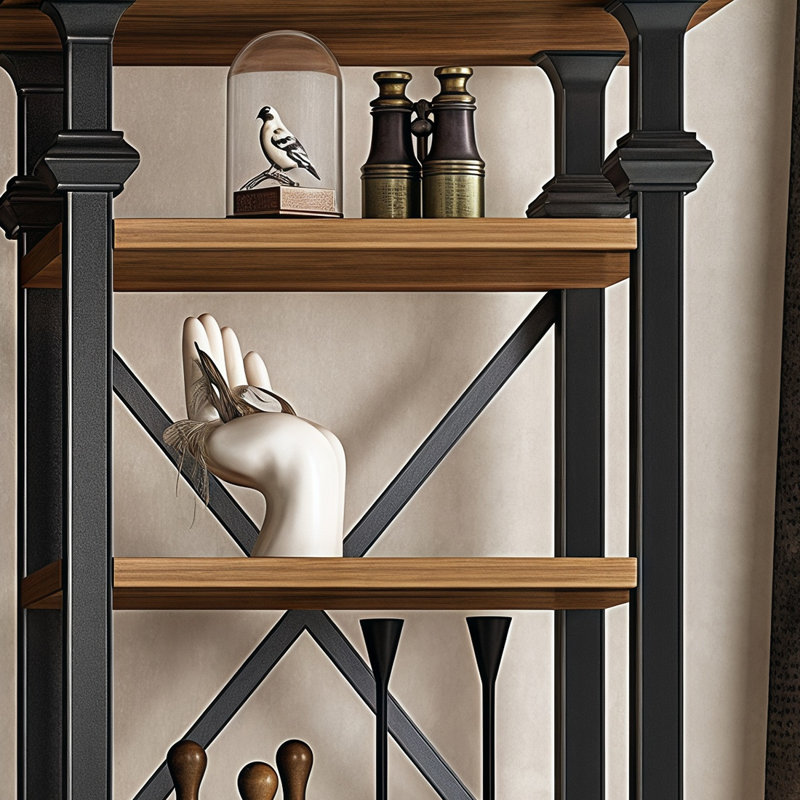 Retro trend bookcase, (5 Shelves) 70.8"H x 19.6"W x 13.7"D