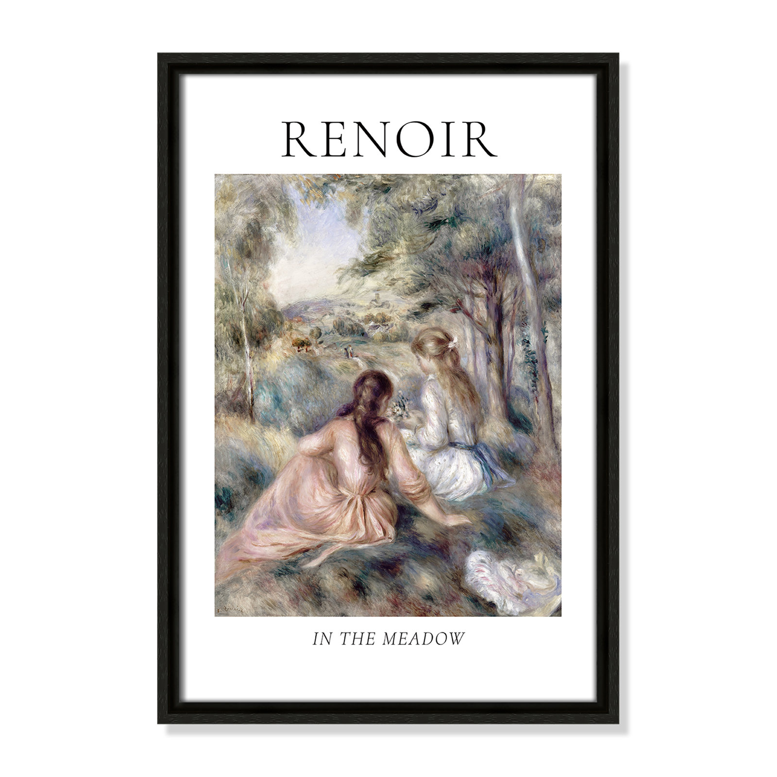 Old Masters Collection " In The Meadow " by Auguste Renoir, Espresso Floater Frame, No, 19.5" H x 13.5" W x 2" D