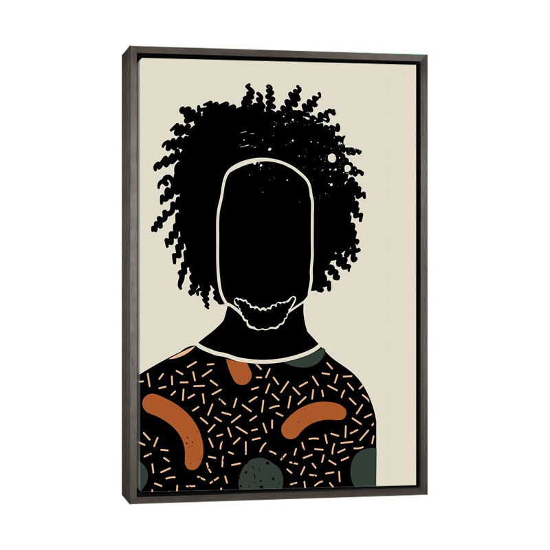 «Black Hair IX», reproduction d'impression, Toile encadrée de bois rustique foncé, Pas de tapis, H 32 po x l 48 po x 1,5 po