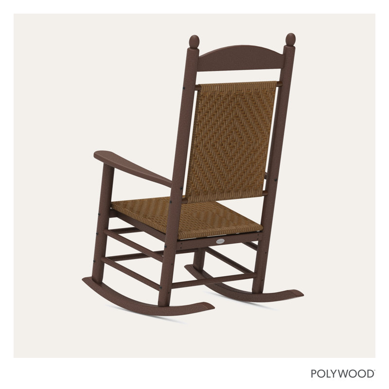 POLYWOOD Rocker Jefferson Woven Rocking Chair, Mahogany