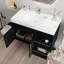 Meuble-lavabo flottant avec lavabo en céramique et plateau en faux marbre