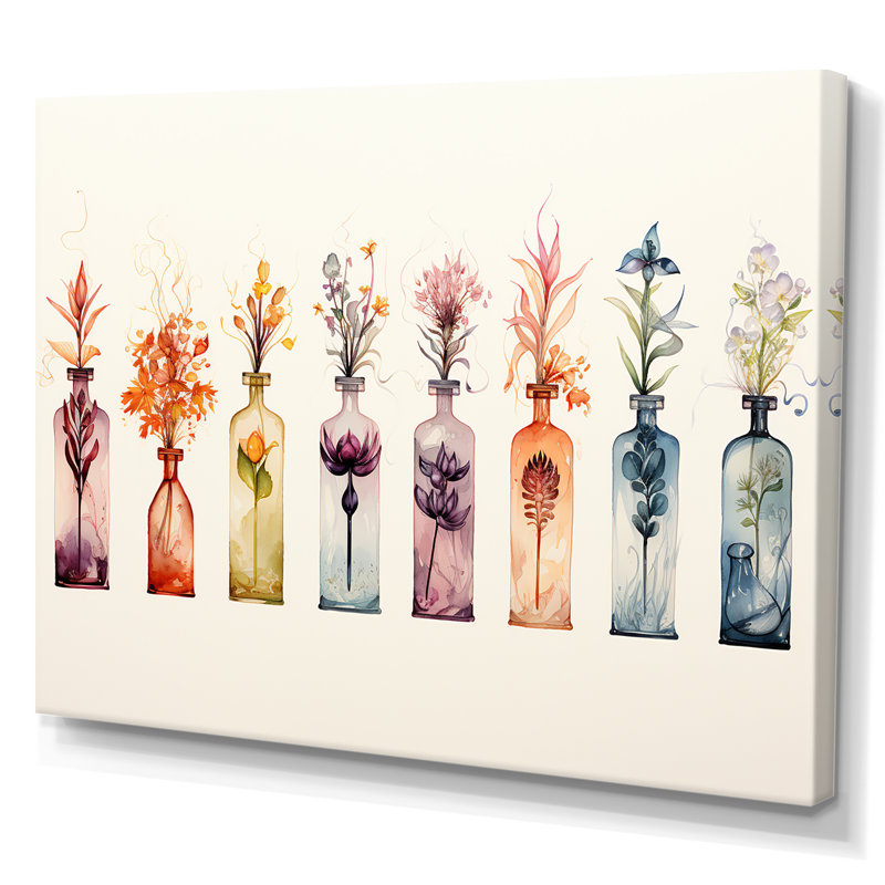 Watercolor Floral Perfumes - Perfumes Wall Art, Toile tendue, H 12 po x l 20 po x P 1 po