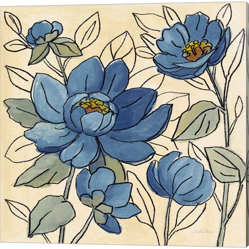 «Spring Spring Floral Blue» par Silvia Vassileva, art sur toile (ensemble de 2)