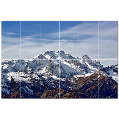 Murale décorative en céramique 12 po x 12 po Mountains Photo