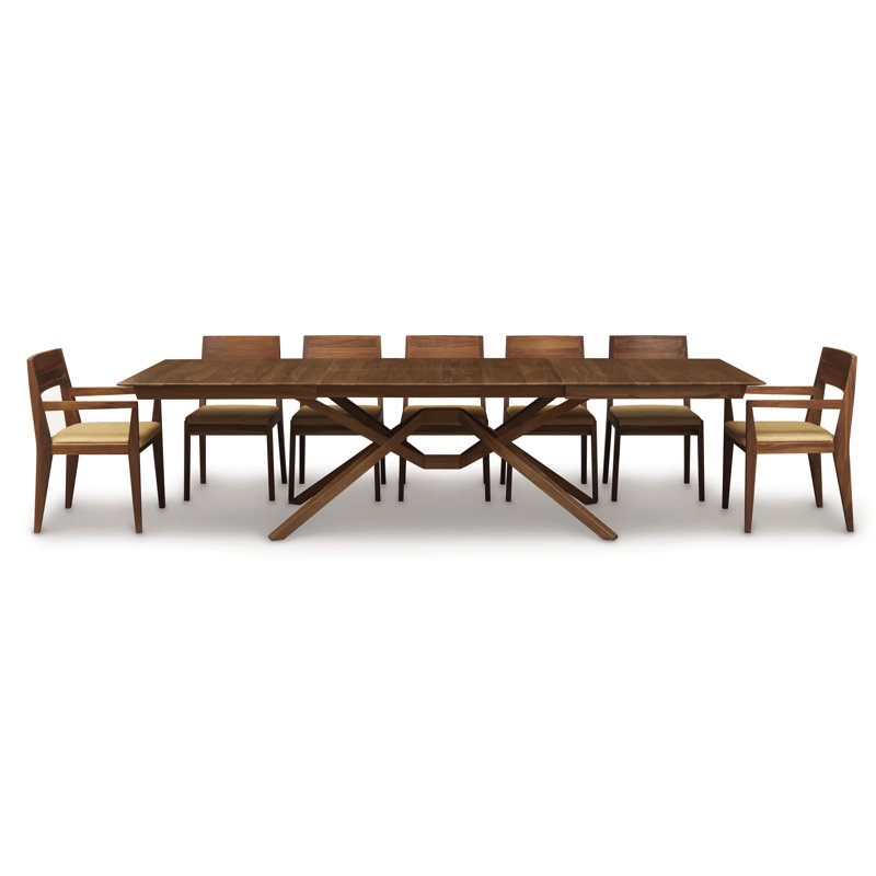 Exeter Single and Double Leaf Extension Dining Table, Natural Walnut, 50" W x 72"/92"/112" L, 2