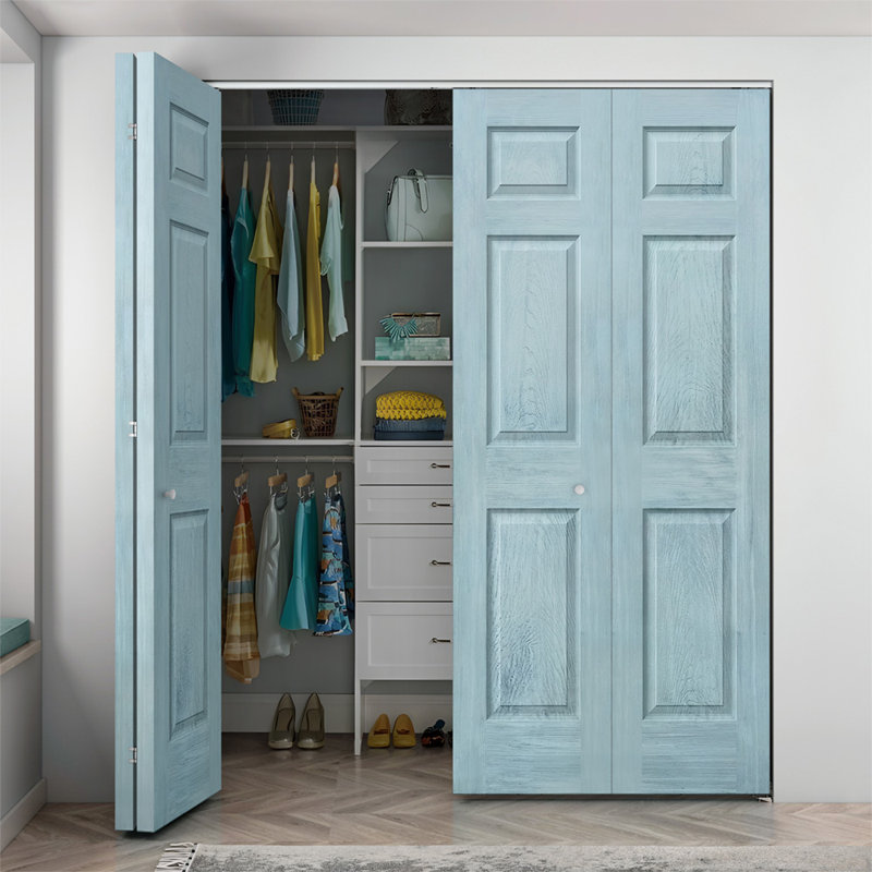 Paneled MDF Composite Double Bifold with Installation Hardware Kit, 48" x 84", Vintage Denim Blue