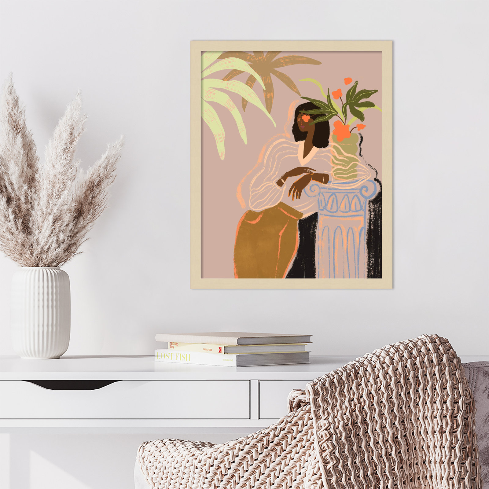 Prudence "Lady in Waiting" Print, Brown, 21" H x 17" W