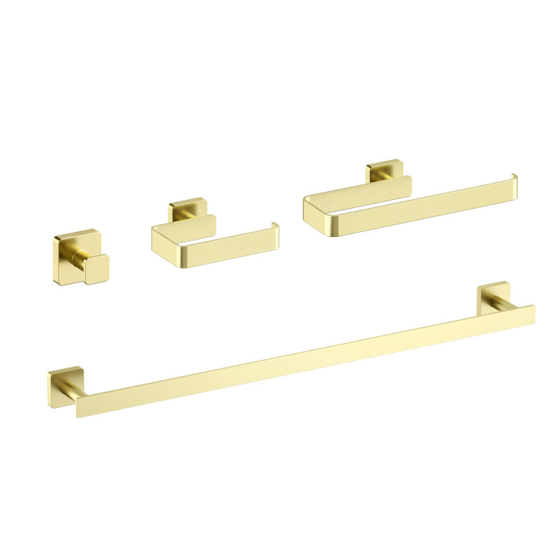 Blaze 4 - Piece Bathroom Hardware Set, Brushed Gold