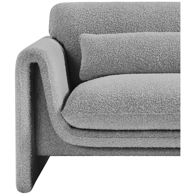 Chaise l 42 po, Tissu gris bouclé