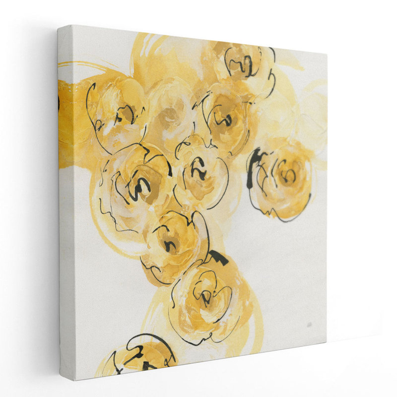 Yellow Roses Anew I - reproduction d'art sur toile, H 12 po x l 12 po