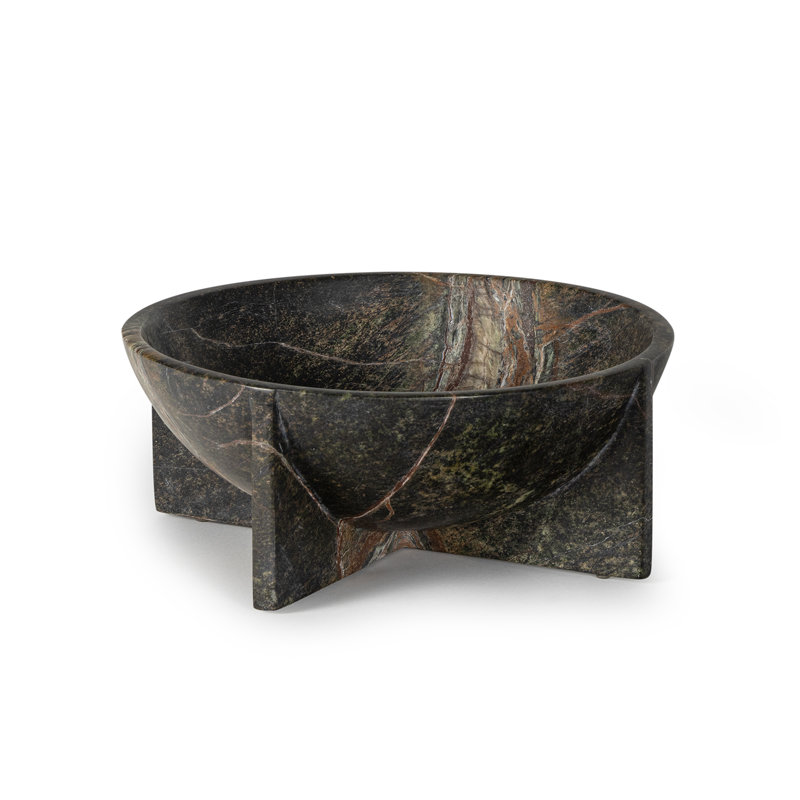 Tribune Marble Bowl Large (Green), 4" H x 10" W x 10" D