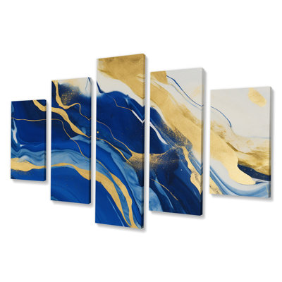 Sunlight Breaking In The Waves IV - Abstract Canvas Print - 5 Panels