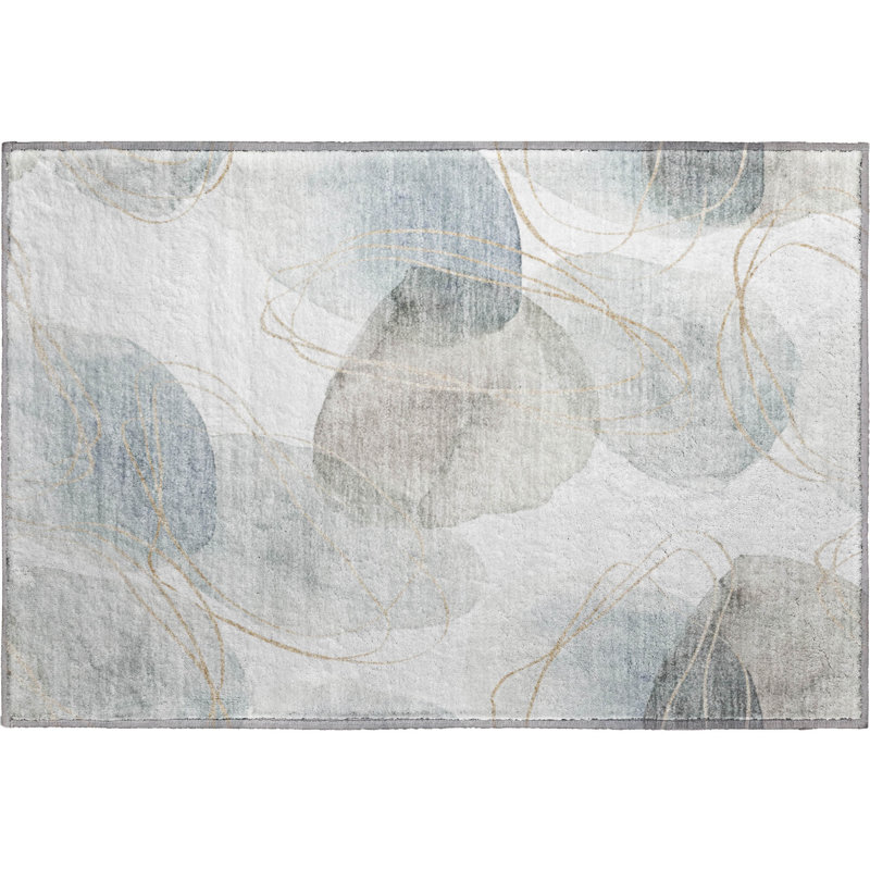 Premium Machine Washable Cerrito AMF544 Ivory Rug, Rectangle 1'8" x 2'6"