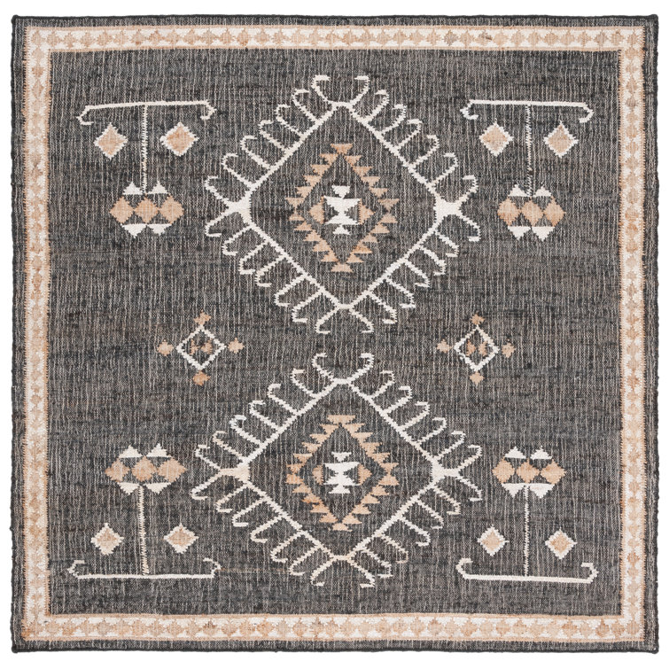 Mickie Southwestern Handmade Flatweave Jute Black/Ivory Area Rug