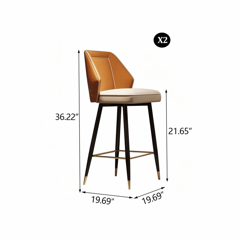 Tabouret de bar 36,22 po H-Orange, Orange, Petit tabouret (siège d'une hauteur de 21,65 po)
