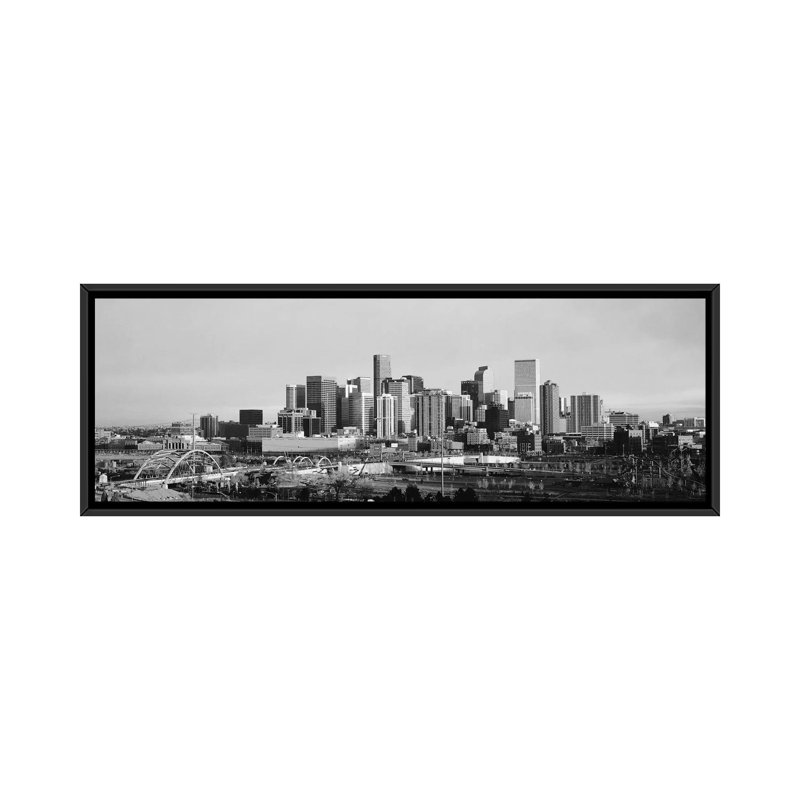 «Denver Skyline Cityscape», reproduction de photo sur toile, Toile avec cadre noir, H 20 po x l 60 po x P 1,5 po