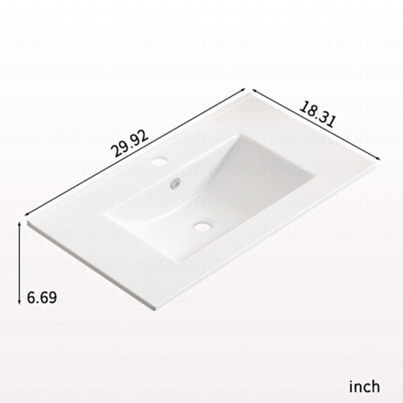 30 Inch Bathroom Vessel Sink, Ceramic Bathroom Vanity Sink Top Without Overflow,  Convenient For Storing Personal Items - Glossy White