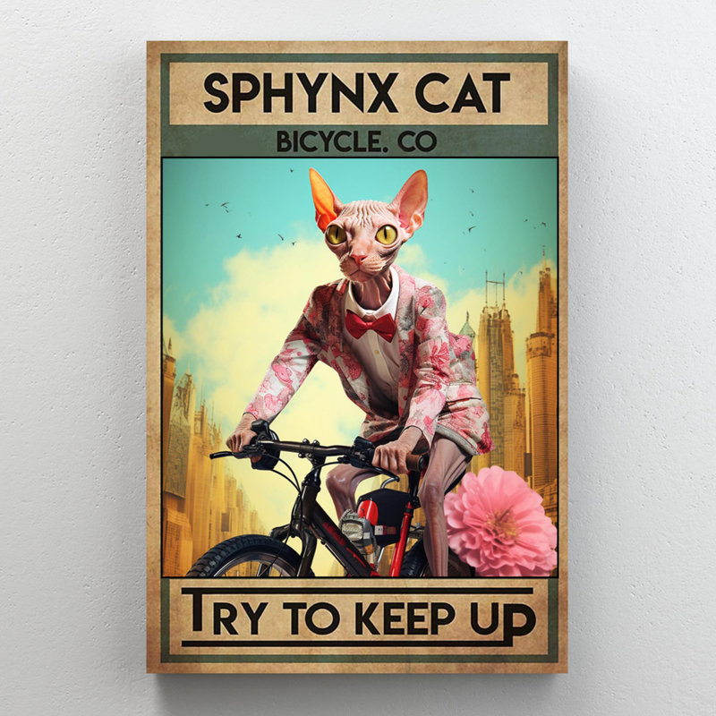 " Sphynx Cat Bicycle Co ", H 20 po x l 16 po x P 1,25 po