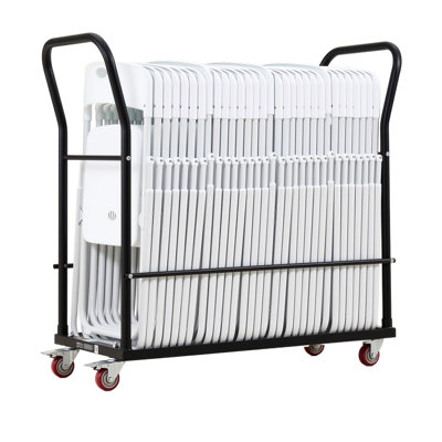 Chariot pliant commercial pouvant accueillir jusqu'à 25 chaises, pour les grands événements, en acier au carbone robuste, facile à déplacer, porte-chariot de rangement d'une capacité de 300 lb, avec roues verrouillables, poignée