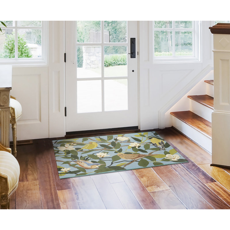 Tapis d'intérieur / d'extérieur à motif floral Bismarck, Rectangle 2 pi 5 po x 3 pi 11 po
