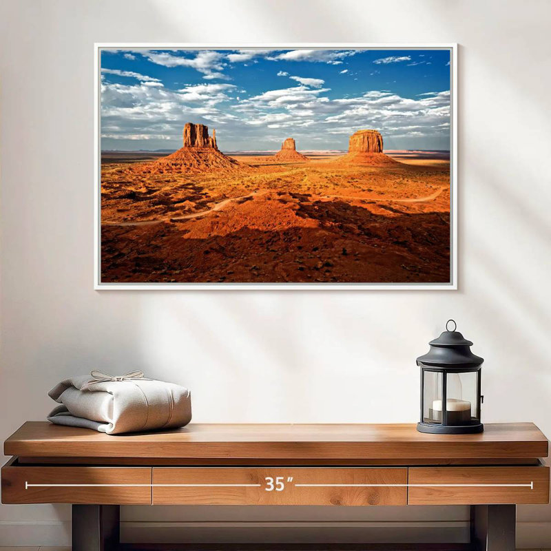 Monument Valley I, 25 po x 17 po, Cadre flottant blanc