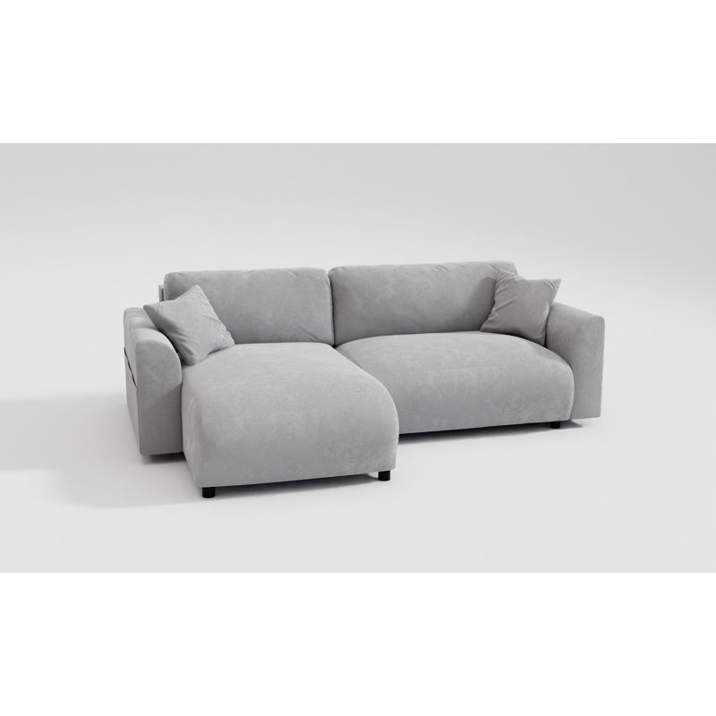 Gianni 4 Seater Velvet Corner Sofa Chaise, Gianni Grey Velvet, Left Hand Facing
