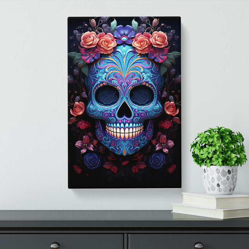 Sugar Skull Digital Art - Wrapped Canvas, 50cm H x 35cm W x 3cm D