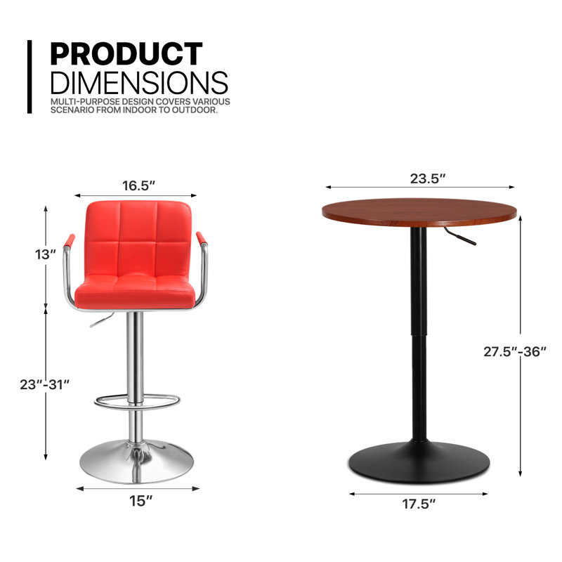 Ensemble de salle à manger Westmoor, Rouge, Rouge, L 23,5 po x l 23,5 po