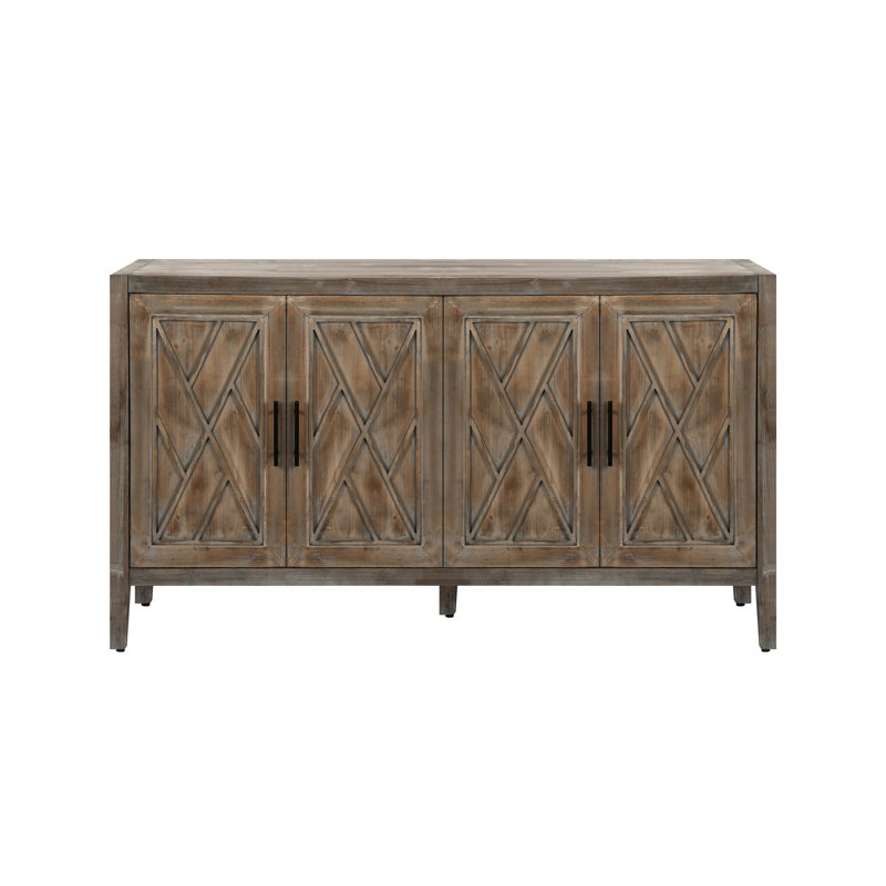 Buffet moderne avec 4 portes - Console brun antique pour le couloir du salon, du vestibule et du buffet
