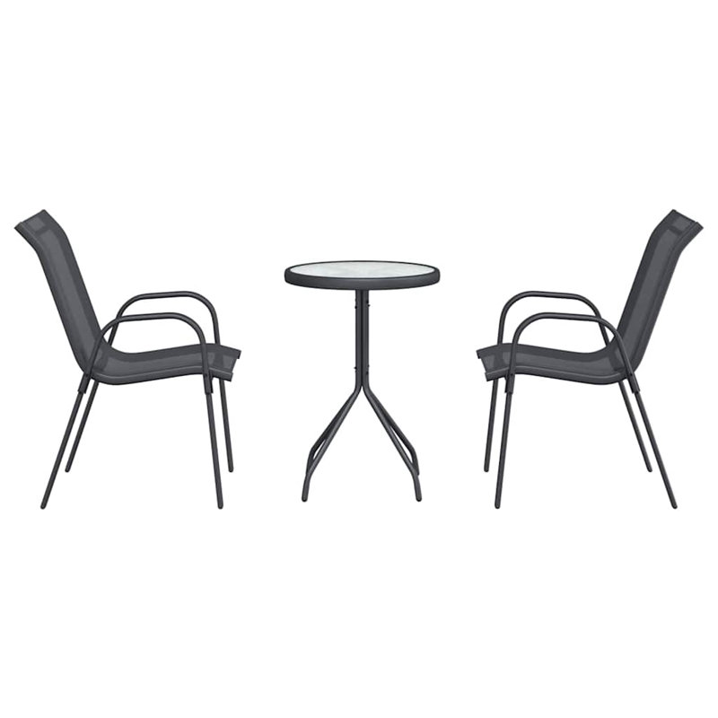 Vidaxl Garden Bistro Set 3 Pcs Steel, Grey