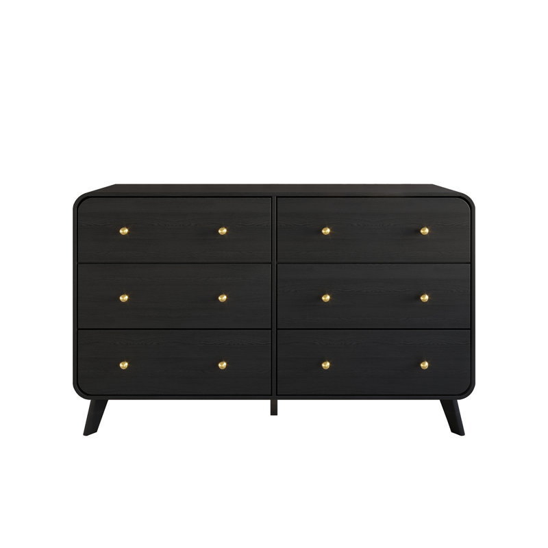 Commode à 6 tiroirs, Noir