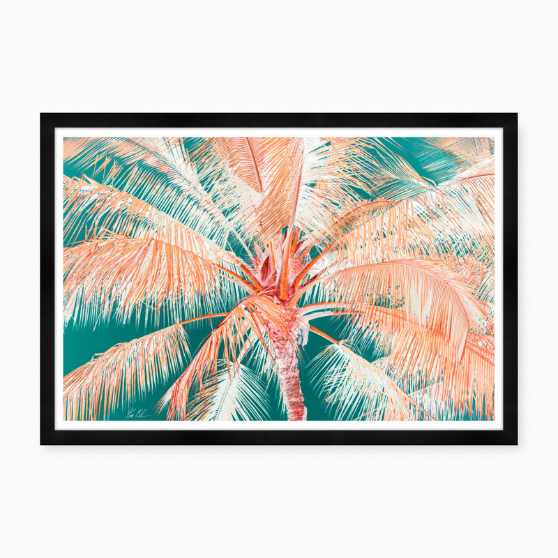 Palmier tropical en orange et vert - photographie avec cadre