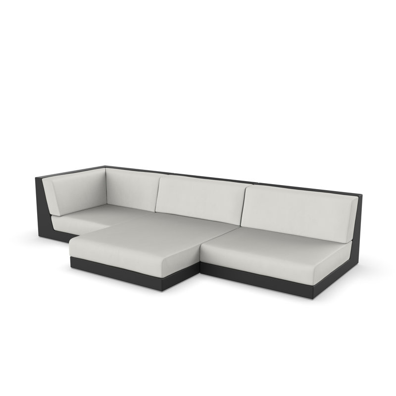 Pixel 118.25" Wide Outdoor Reversible Patio Sectional with Cushions, White, White