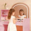 Ensemble de coiffeuse et de chaise en bois d'ingénierie pour enfants avec miroir lumineux à 3 couleurs DEL, tiroir, armoire et tablettes ouvertes