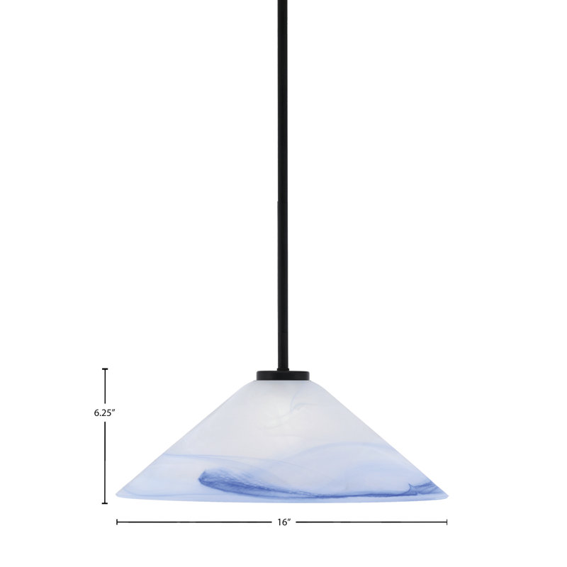 Mini-luminaire suspendu 1 lumière Amarmula, finition noir mat, verre texturé argenté de 5 po