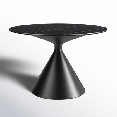 Aviv Round Stone Top Metal Base Dining Table