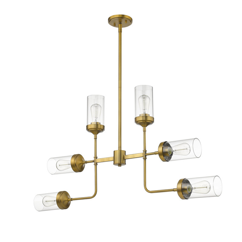 Lustree linéaire 6 lumières spoutnik modern Grantham, Laiton fonderie