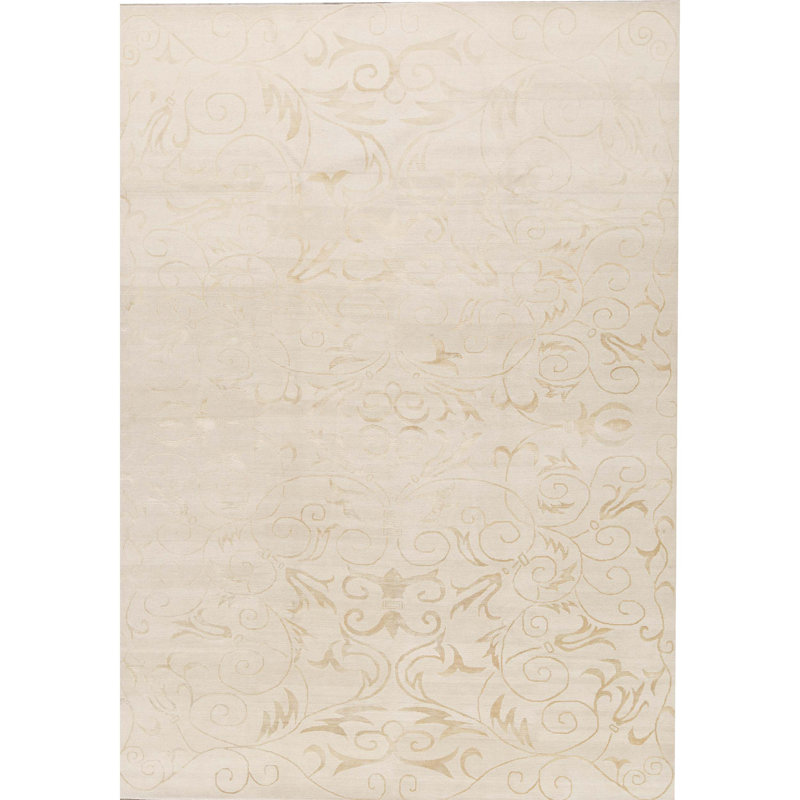Tapis beige noué à la main de haute qualité