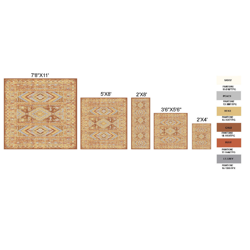 Ikat Indoor Rug, Rectangle 3'6" x 5'6"
