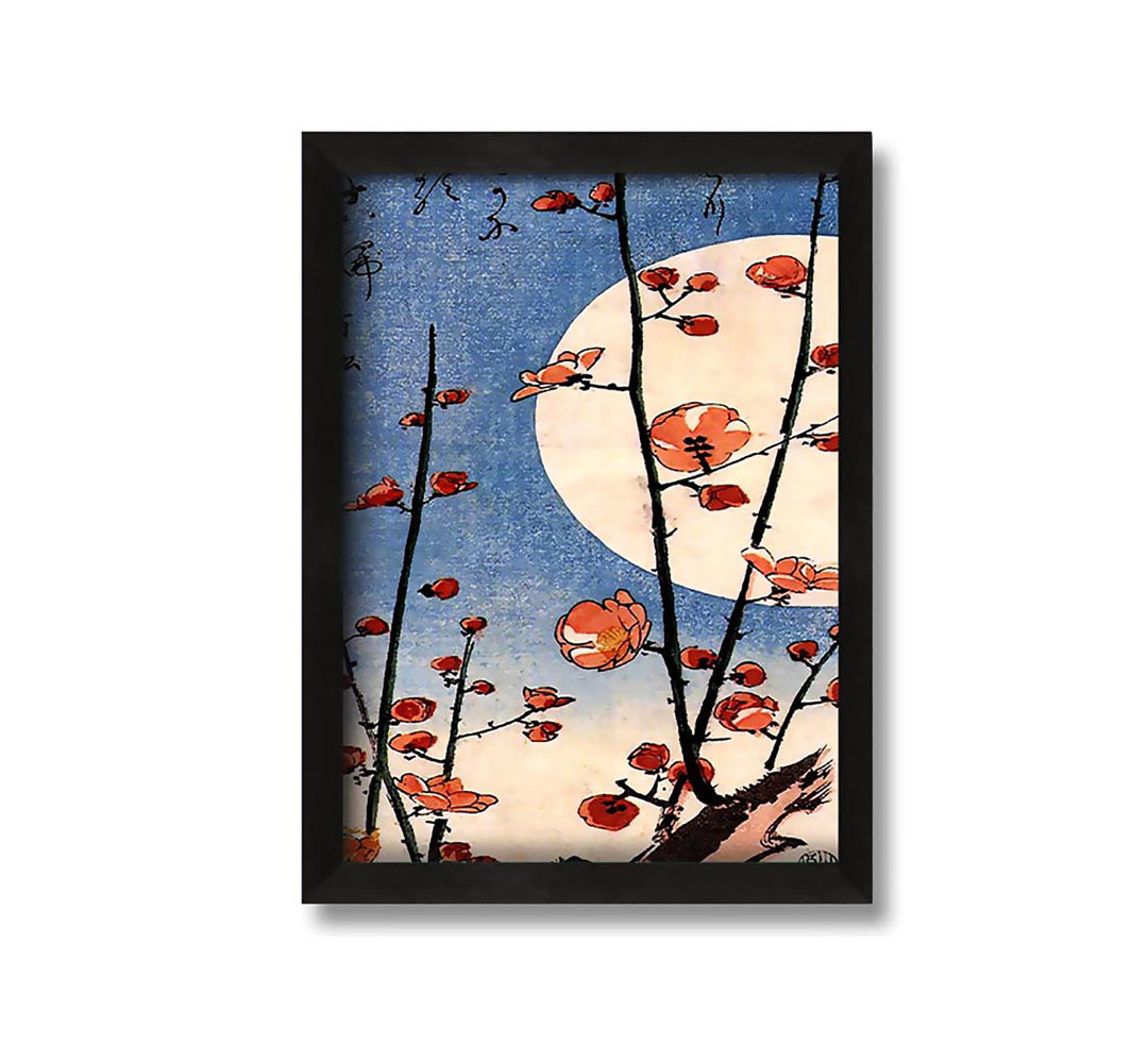 Gerahmtes Leinwandbild Blooming Plum Tree With Full Moon von Hiroshige