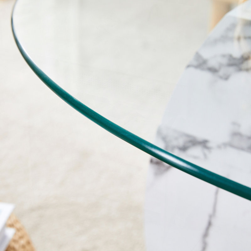Double Layer Coffee Table, White/Wood