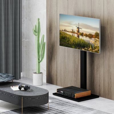 Meuble télé au sol Meuble télé universel pour téléviseurs de 32 à 70 pouces jusqu'à 110 lb