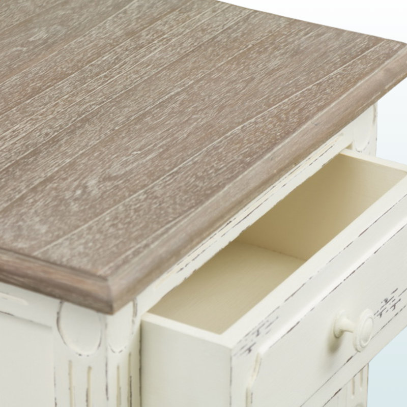 Flux 2-Drawer Traditional French Accent Wood Nightstand In White, 25.39" H X 16.12" W X 11.84" D