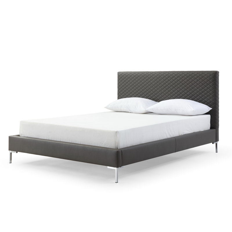 Structure de lit en similicuir Anghelache, gris, Grand