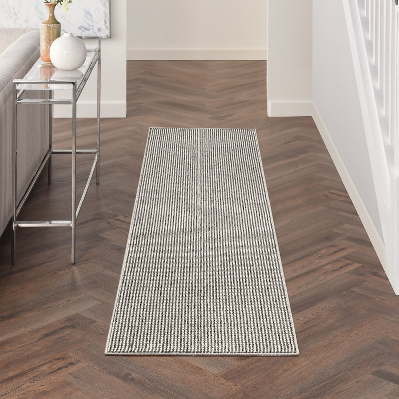 Bagby Striped Area Rug, Runner 2' x 6', Ivory/Gray