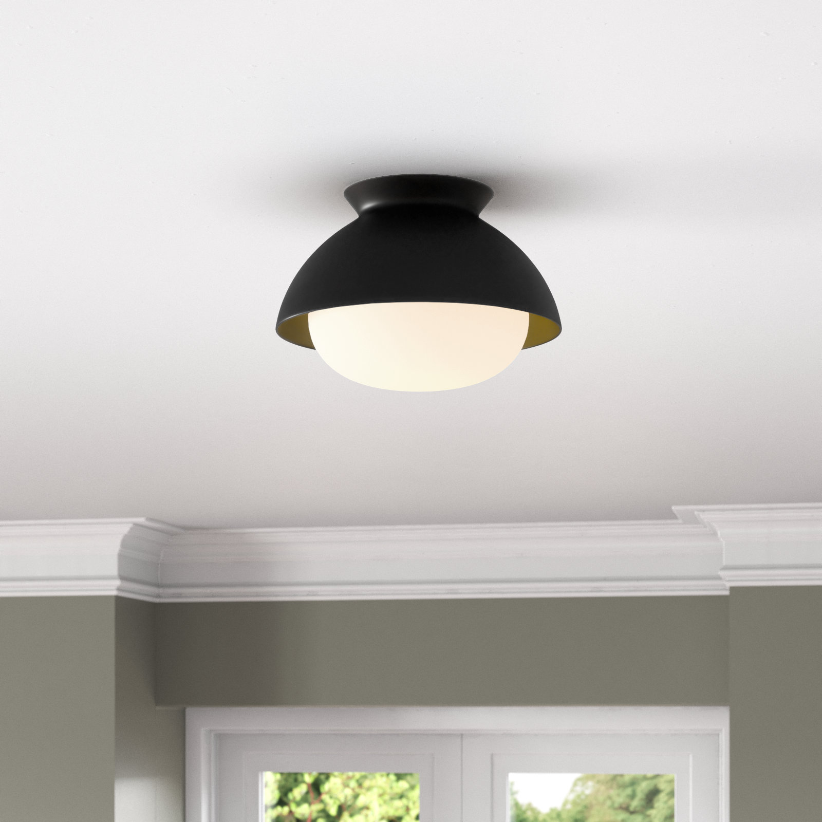 Alexia Single Light Glass Flush Mount, Midnight Black